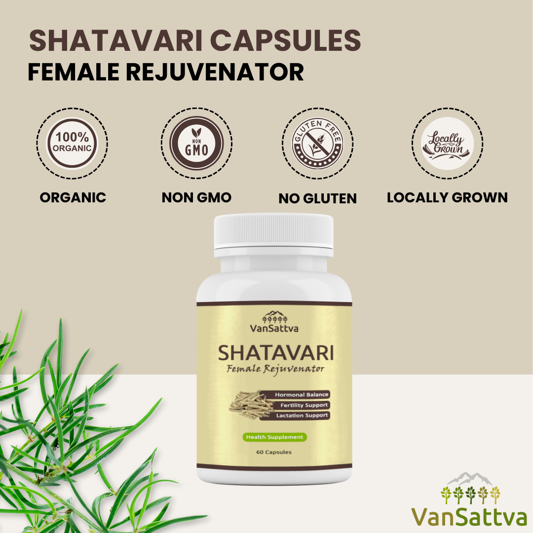 Vansattva Shatavari Capsules 600mg – Women Health & Hormonal Balance Support – Ayurvedic Energy, Immunity & Digestive Support – Veg Capsules – 60 Count – Made in India