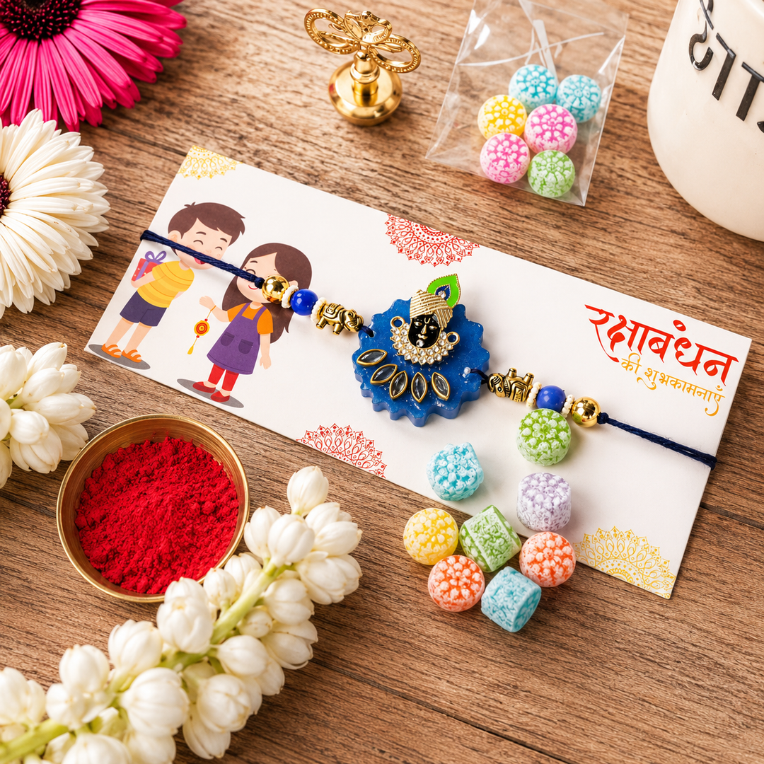 Artecasa Krishna Lover Bhai Rakhi Hamper