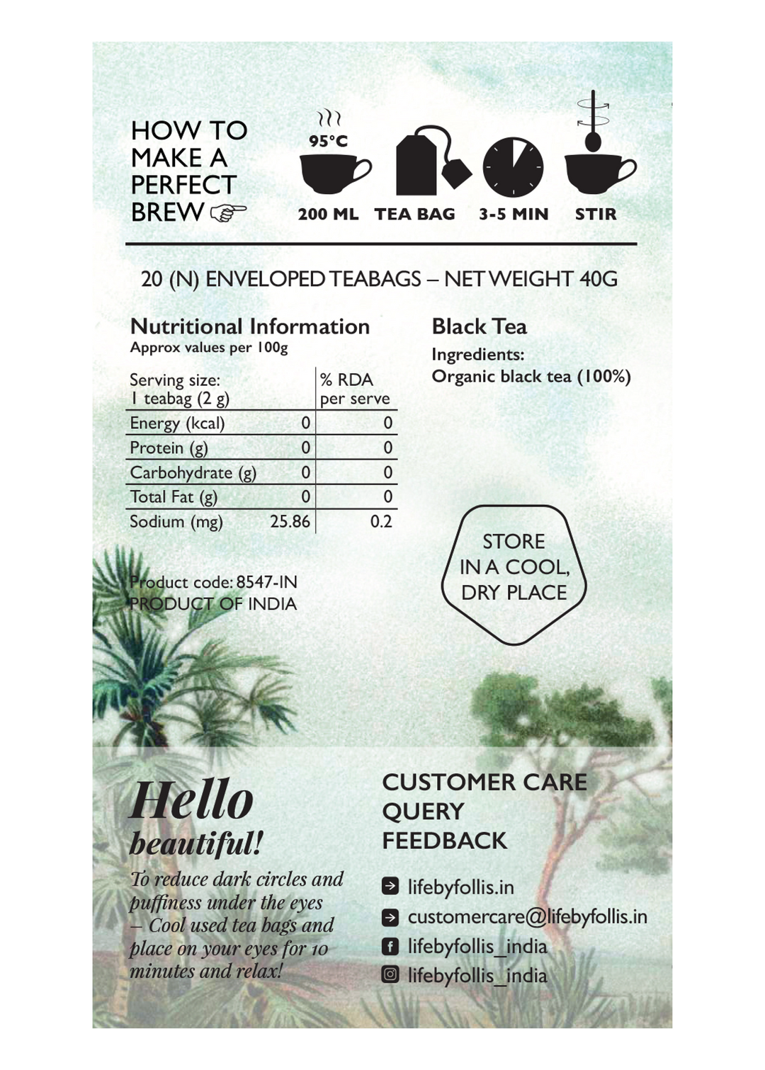 Life By Follis English Breakfast Black Tea | Natural Immunity Boosting Organic Tea Leaves | Organic Black Tea - 20 Tea Bags