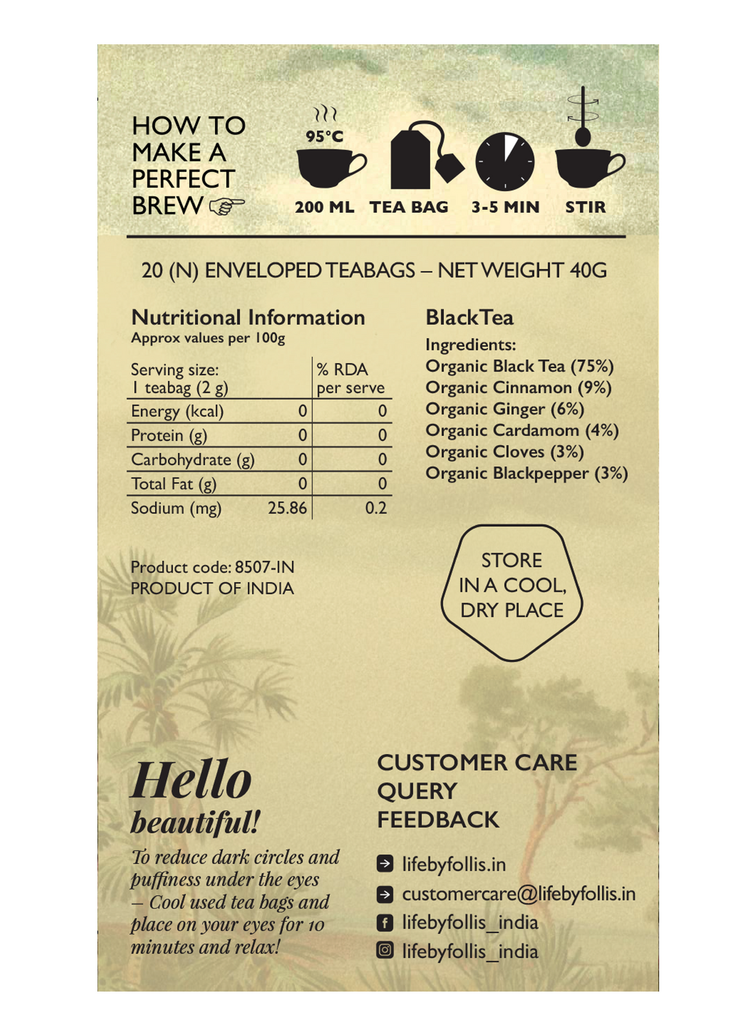 Life By Follis Chai Black Tea | Natural Immunity Boosting Organic Tea Leaves | Organic Black Tea - 20 Tea Bags