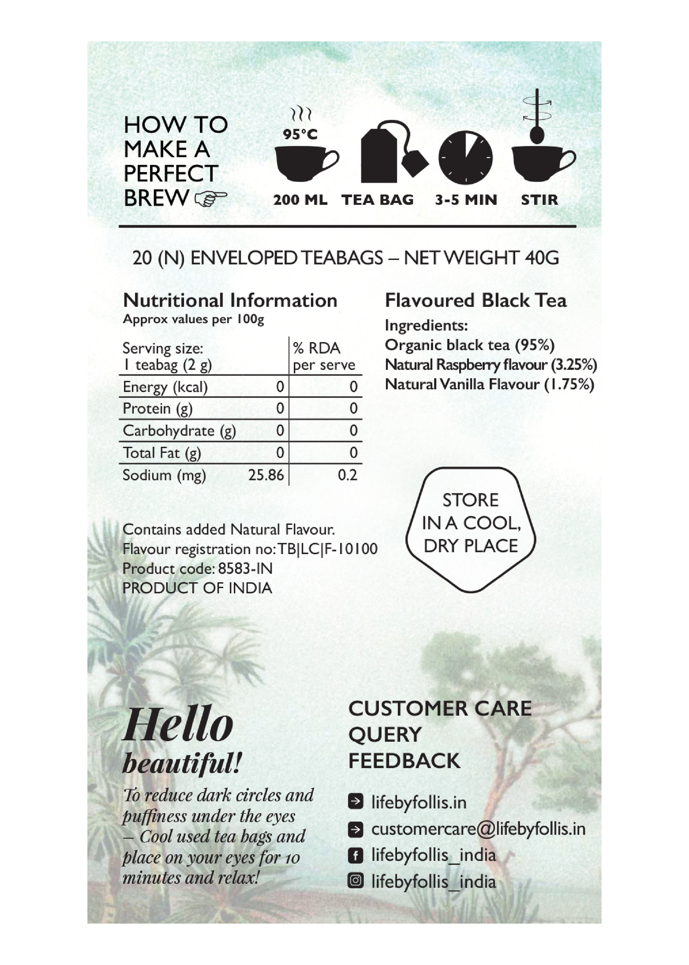 Life By Follis Raspberry Cream Black Tea | Natural Immunity Boosting Organic Tea Leaves | Organic Black Tea - 250 g