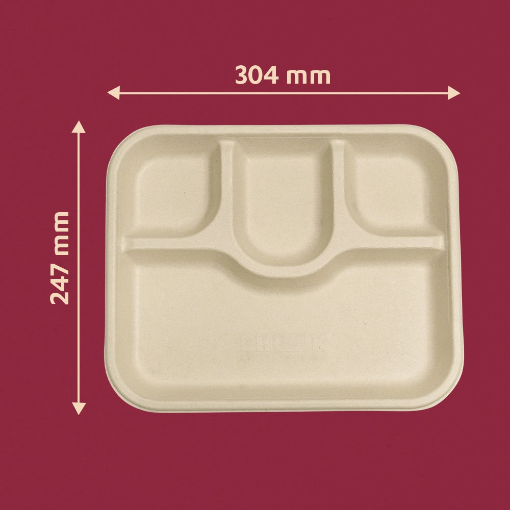Chuk Chauka 4CP Sugarcane Bagasse Disposable Meal Plate - Pack of 2