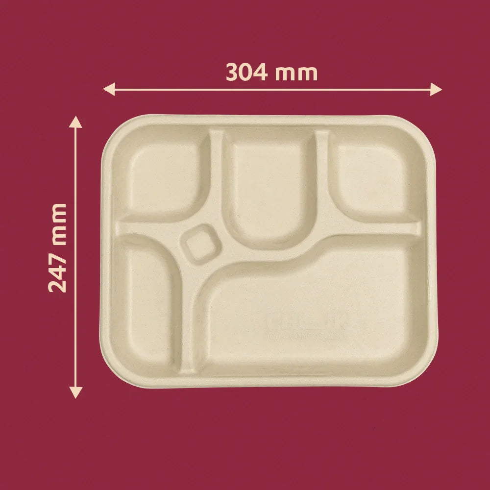 Chuk Chunky 5CP Sugarcane Bagasse Disposable Meal Plate - 25 pcs