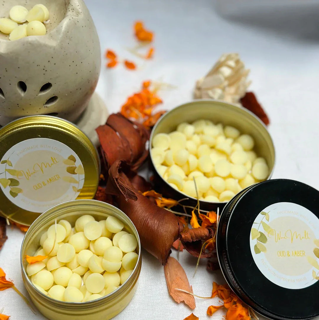 Pravaah Oud and Amber Wax Melt Beads  | Handmade in Pure Soy Wax
