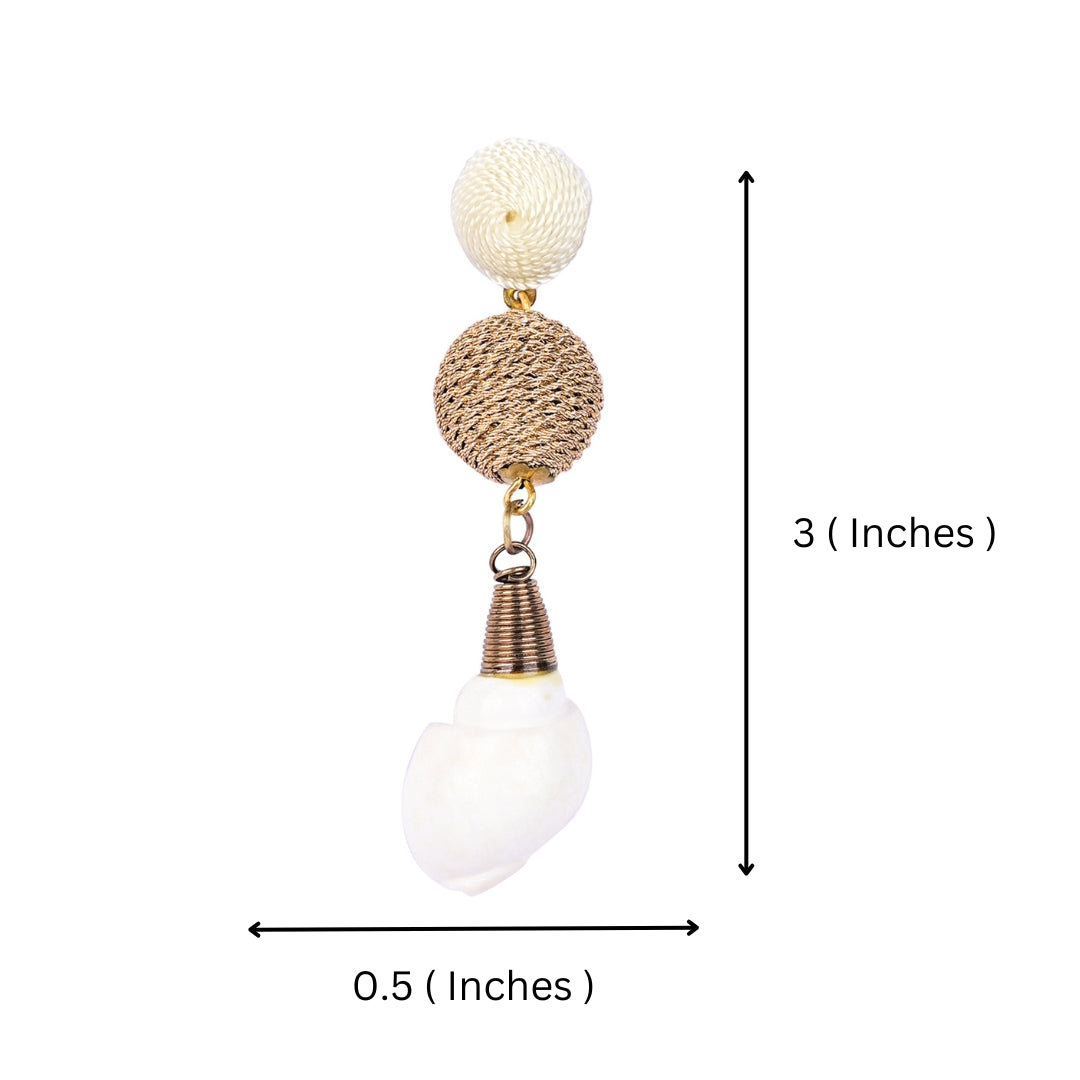 Bamboology Trends Elegant Shell Drop Earrings with Twisted Gold Bead Accents – Coastal Chic Jewellery