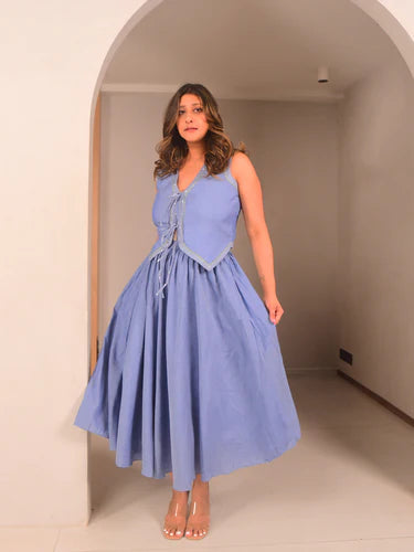 WhySoBlue Leni Vest Skirt Set