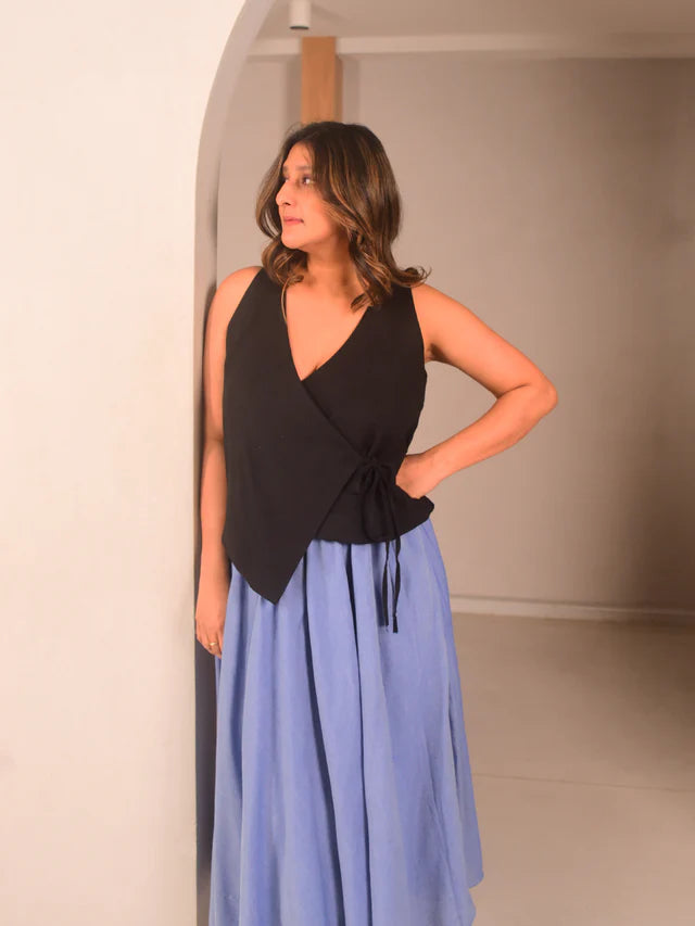 WhySoBlue Leni Wrap Top Skirt Set