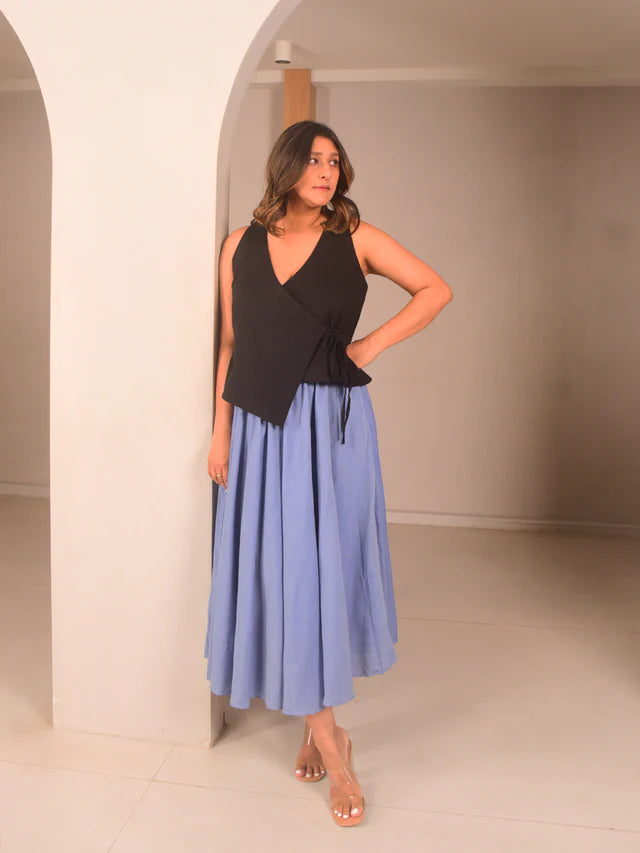 WhySoBlue Leni Wrap Top Skirt Set