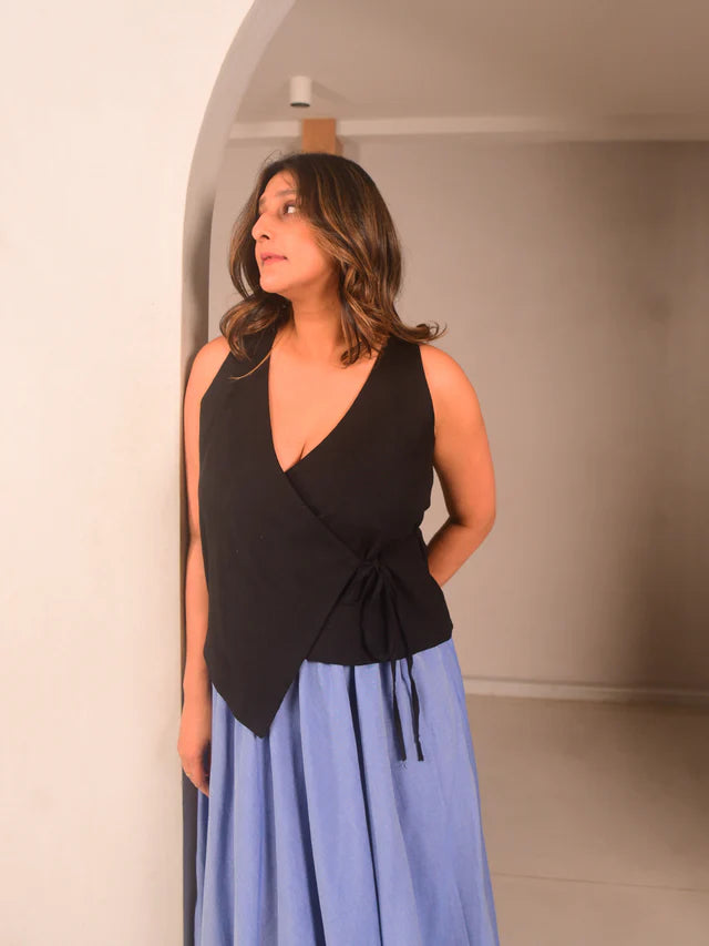 WhySoBlue Leni Wrap Top Skirt Set