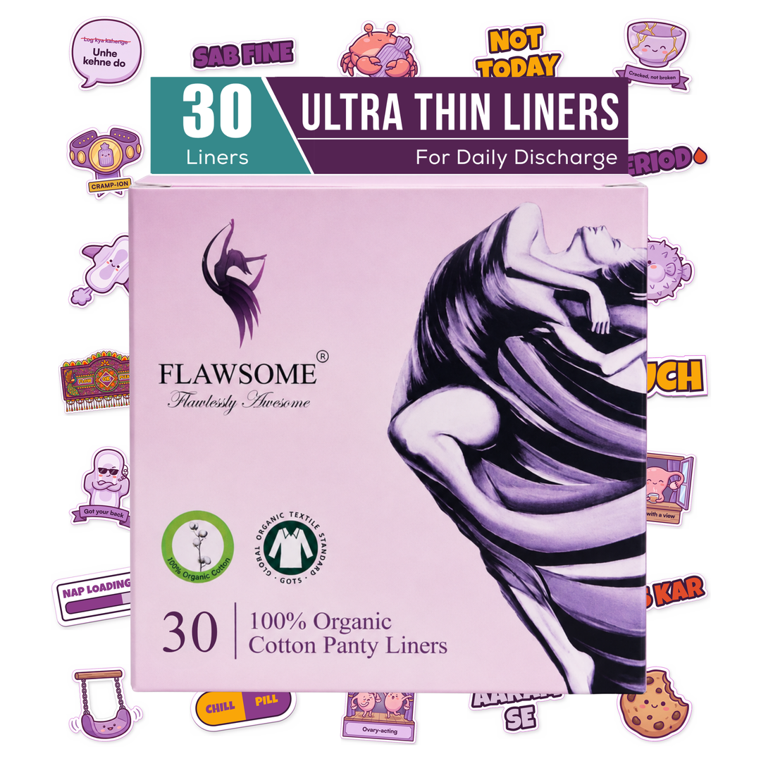 Flawsome - 100% Organic Cotton Panty Liners (Pack of 20/30/60/90)