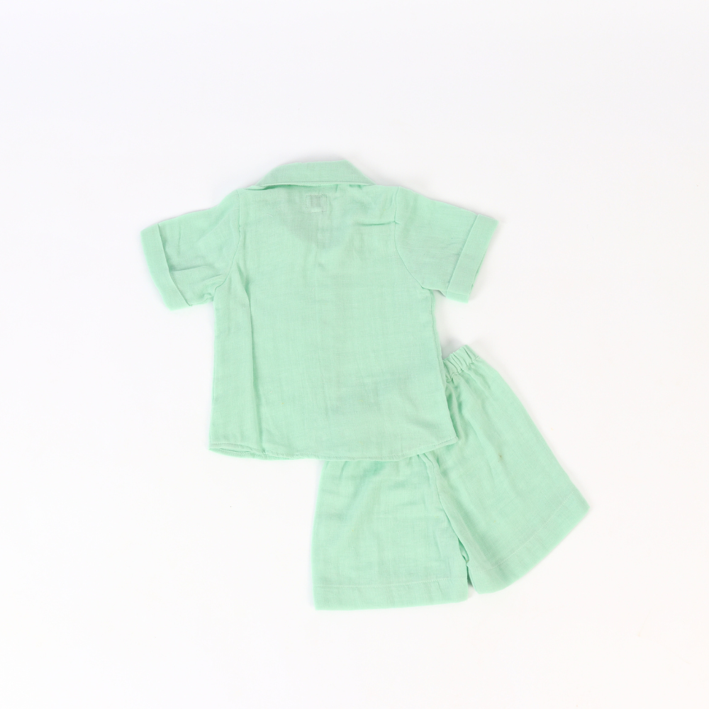 Momokos 100% Organic Cotton Mint Gelato Double Gauze Shirt & Shorts Co-ord Set