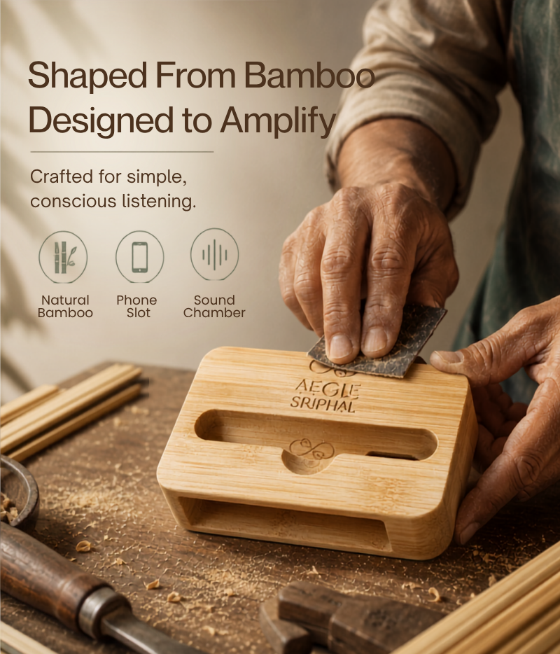 Bamboo Speaker Amplifier and Mobile Holder