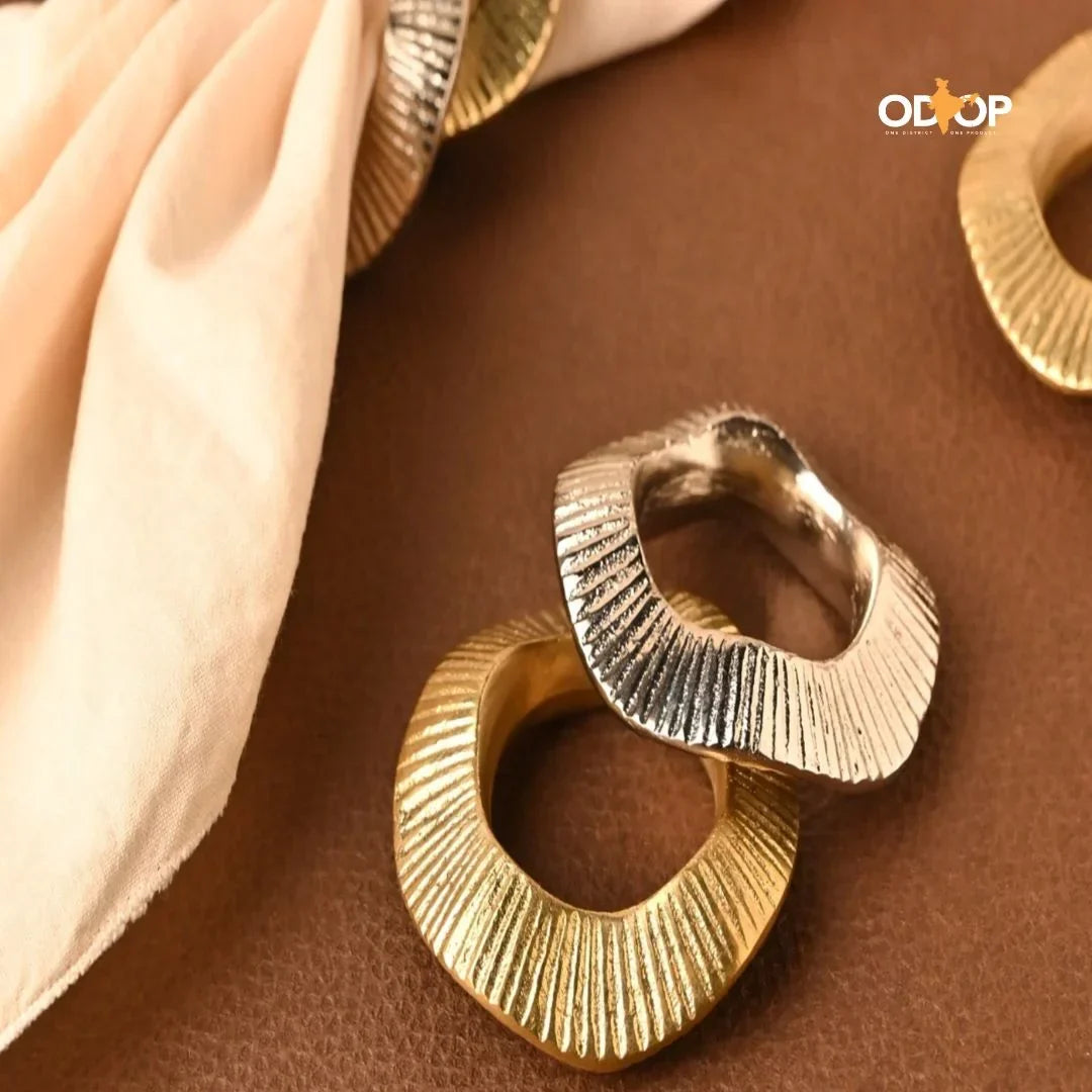 Pravaah Gehna Napkin Rings | Brass Table Decor | Handcrafted in Small Batches