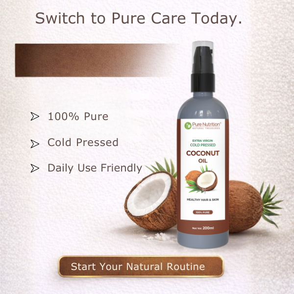 Pure Nutrition Extra Virgin Cold Pressed Coconut Oil 200ml | 100% Pure | Multipurpose Use