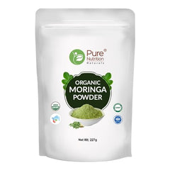 Pure Nutrition Organic Moringa Powder (Moringa Oleifera), Ayurvedic Superfood, Herbal Supplement for Holistic Wellness, Digestion, Immunity & Weight Mangement | USDA Organic Certified - 227g