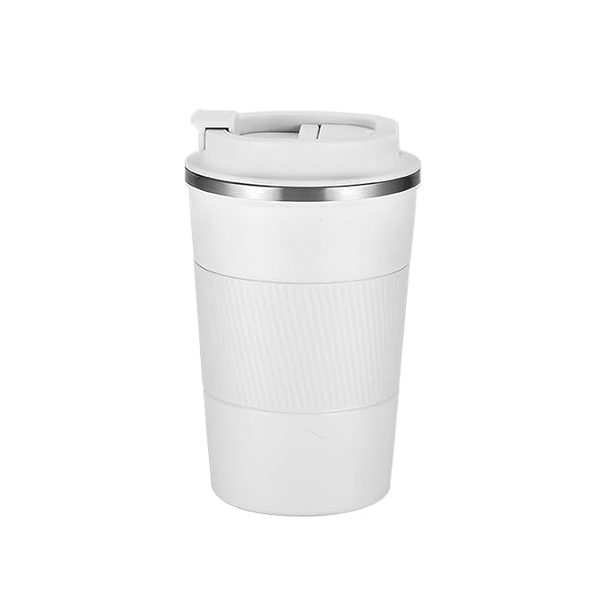 The Bean Co Roasters Coffee Travel Mug | 380 ML | Double Walled Stainless Steel Vacuum Insulated (White)