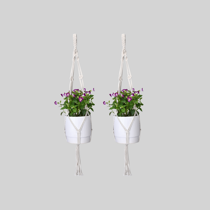 OIKO Macrame Cotton Plant Hanger Stylish Boho Hanging Planter for Home & Garden Pack of 2