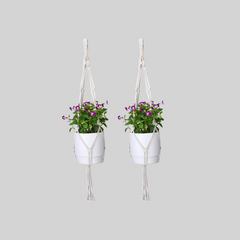 OIKO Macrame Cotton Plant Hanger Stylish Boho Hanging Planter for Home & Garden Pack of 2