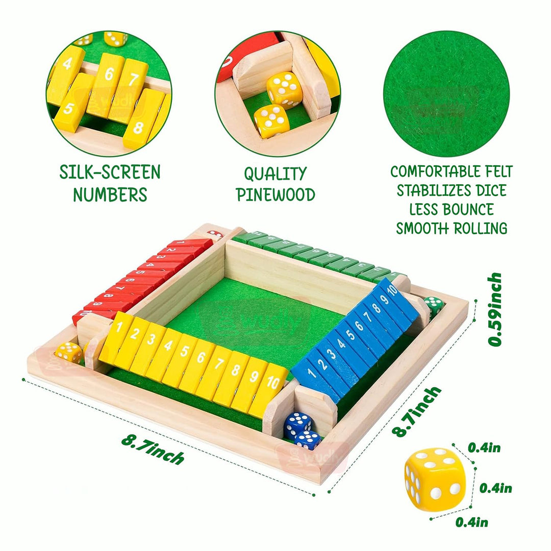 Wudly Wooden Colour Shut the Box Dice Game