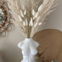 White Pampas Grass & Bunny Tails Dried Flower Bunch | Natural Vase Decor