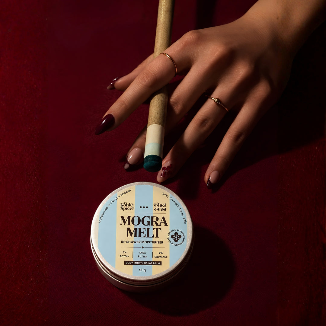 Kohl & Spice Mogra Melt In-Shower Moisturiser | 1% Ectoin, 4% Shea butter, 5% Niacinamide | In Shower Moisturizing balm| | PH Balanced, SLS Free, Paraben Free | For men and women | For Extreme Dry Skin