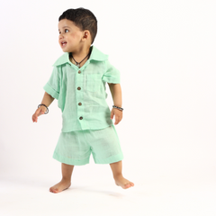 Momokos 100% Organic Cotton Mint Gelato Double Gauze Shirt & Shorts Co-ord Set