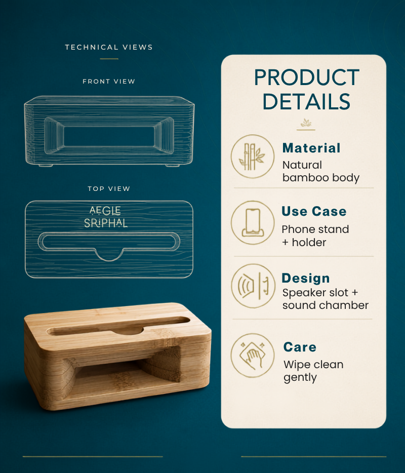 Bamboo Speaker Amplifier and Mobile Holder