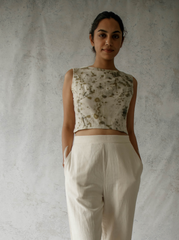 Unborn Studio Bits of green - Tie-back top