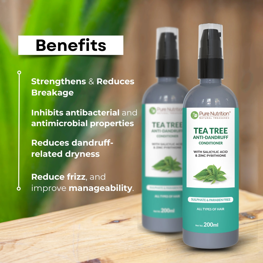 Tea Tree Anti-Dandruff Conditioner – 200ml | Sulphate & Paraben Free | With Salicylic Acid & Zinc Pyrithione