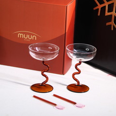 Muun Home Swirl Gift Set - Two Swirl Cocktail Glasses + Two Stirring Spoons