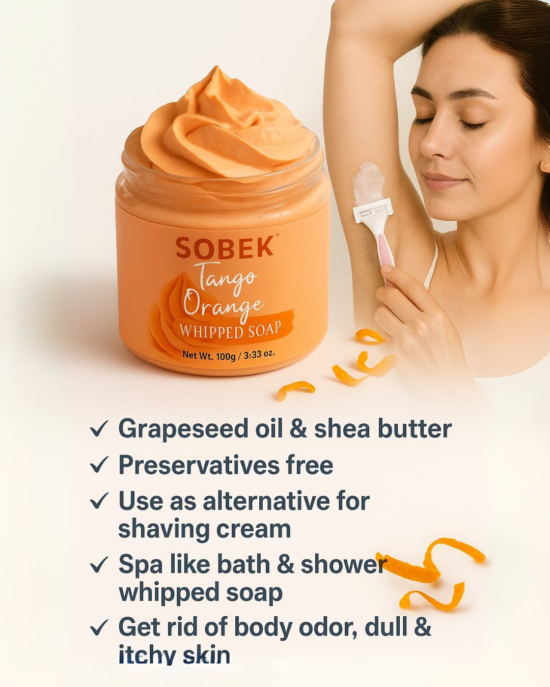 Sobek Naturals Tango Orange Whipped Cream Soap and Body Wash- 100 gm