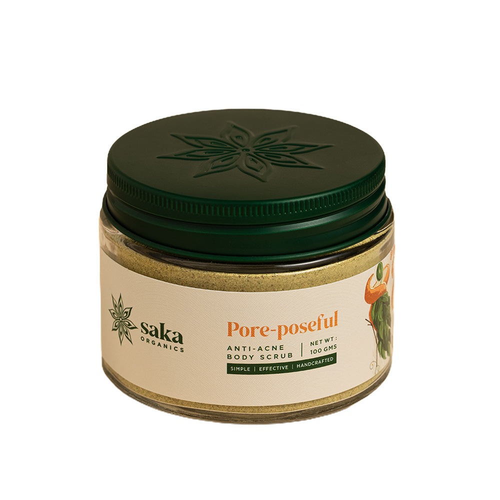 Saka Organics - Pore-poseful | Handmade Anti-Acne Body Scrub | Natural Exfoliation for All Skin Types (100gms)