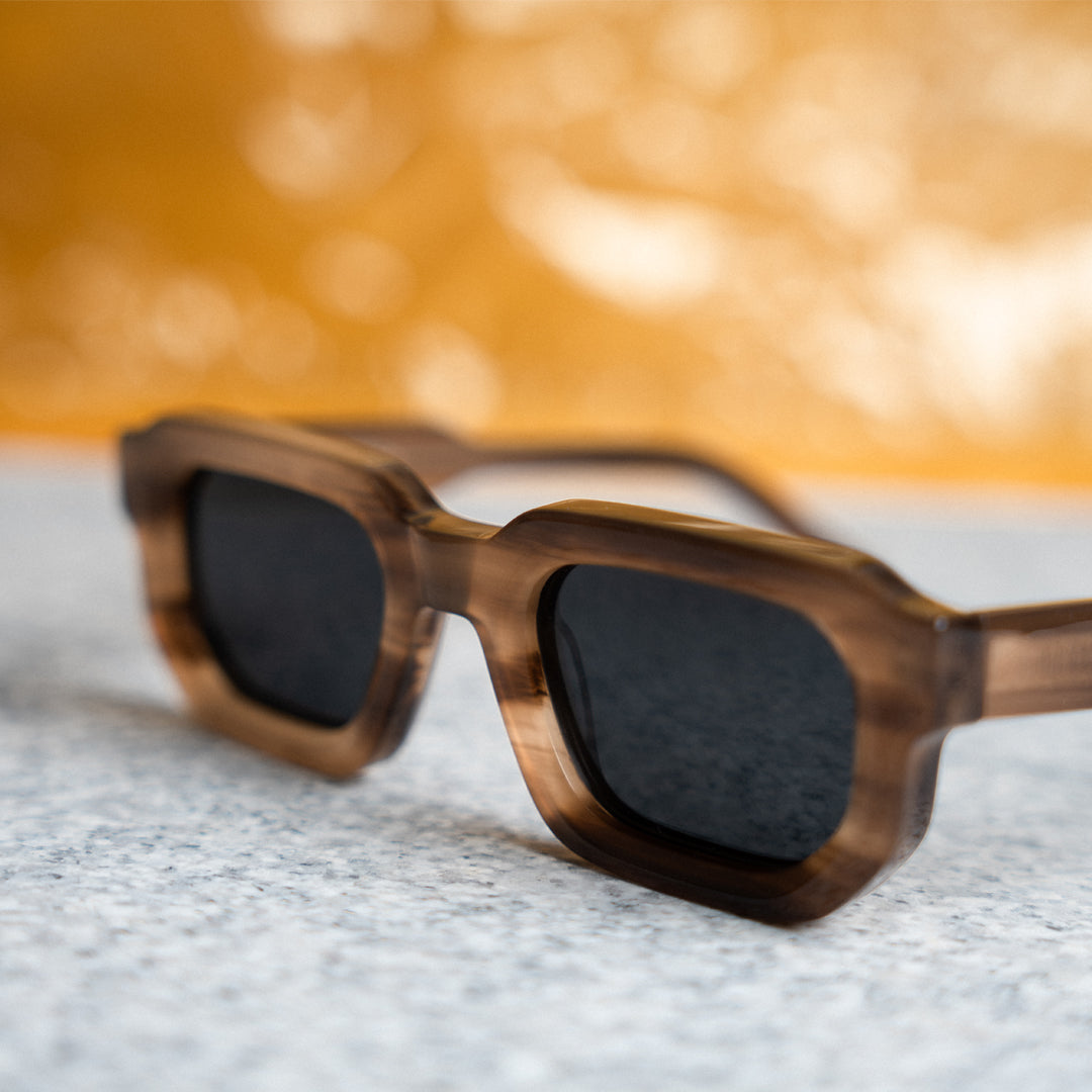 Monkstory Geometric Acetate Unisex Sunglasses - Marbleous Brown