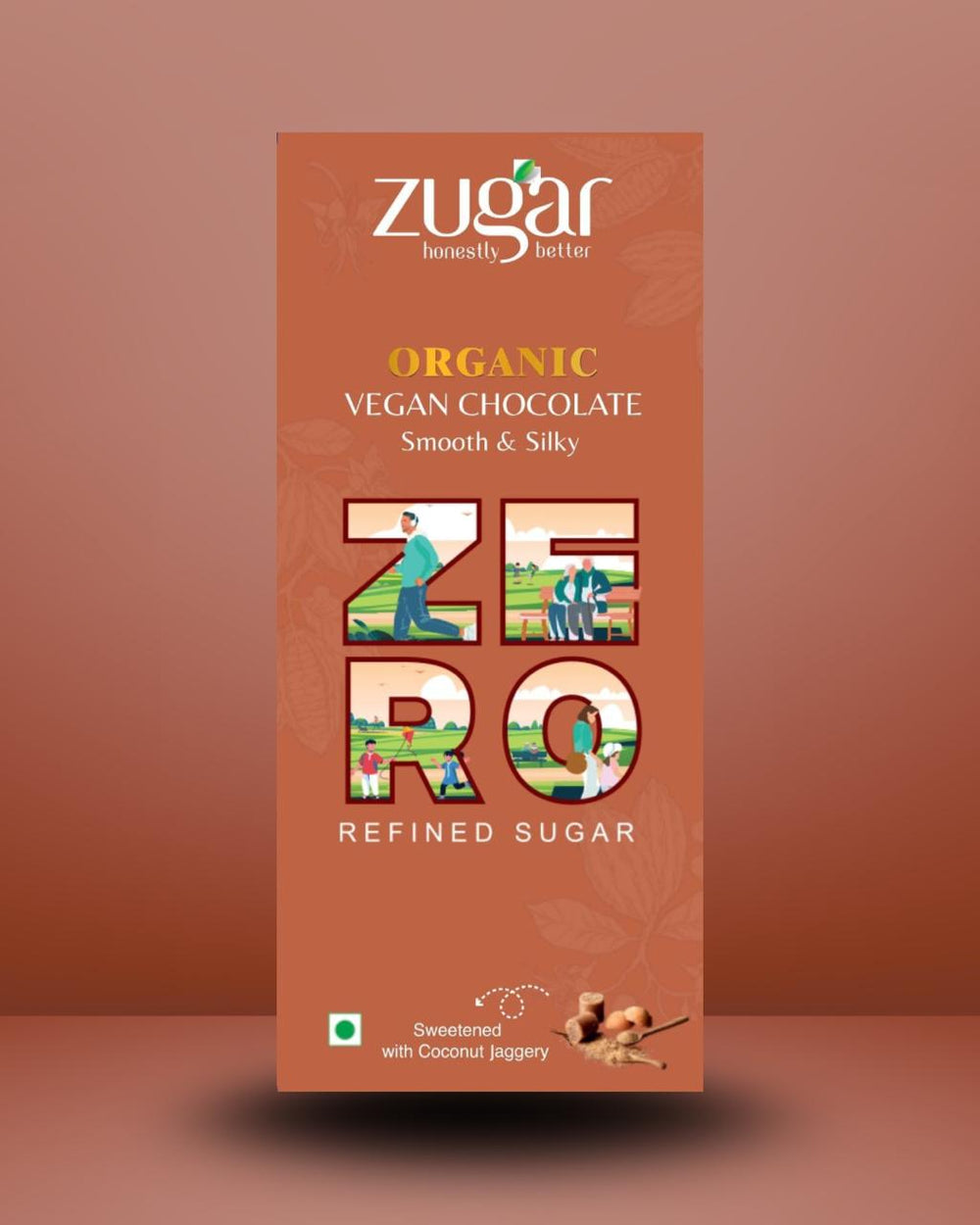Zugar Vegan Smooth & Silky Dark Chocolate | Organic Cacao, No Refined Sugar | 45g