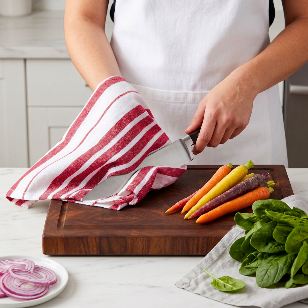 Striped & Checked Cotton Dish Towels ( Set of 3)
