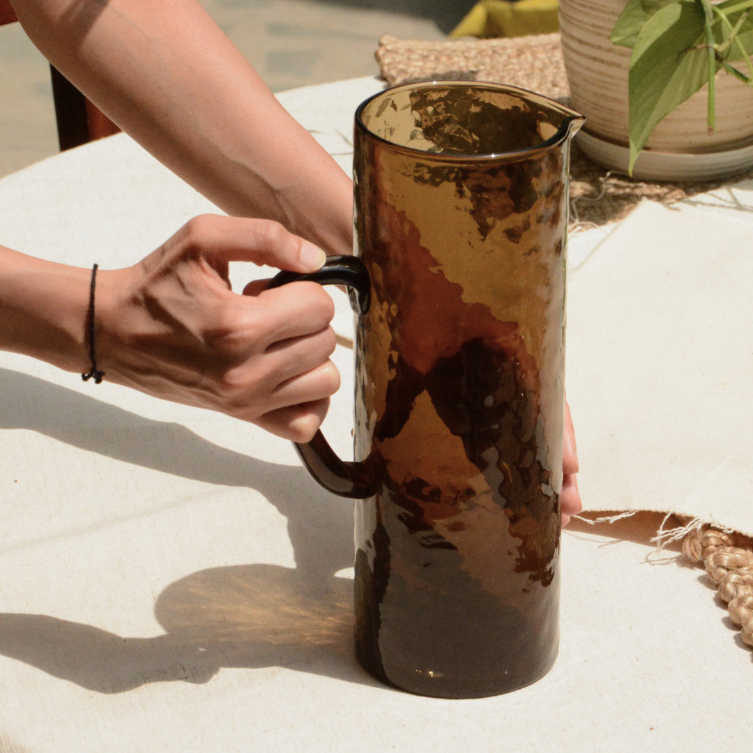 Muun Home Brown Textured Glass Pitcher