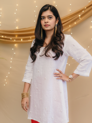 SHUBHRA LINEN PEARL KURTI SET