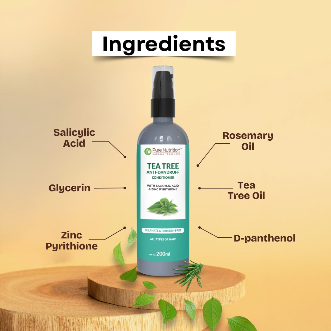 Tea Tree Anti-Dandruff Conditioner – 200ml | Sulphate & Paraben Free | With Salicylic Acid & Zinc Pyrithione