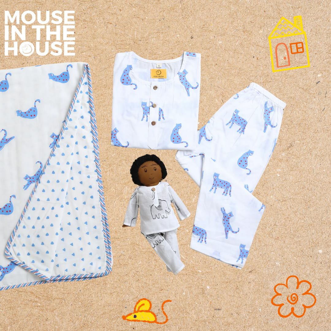 Mouse In The House Blue Panther- Blanket