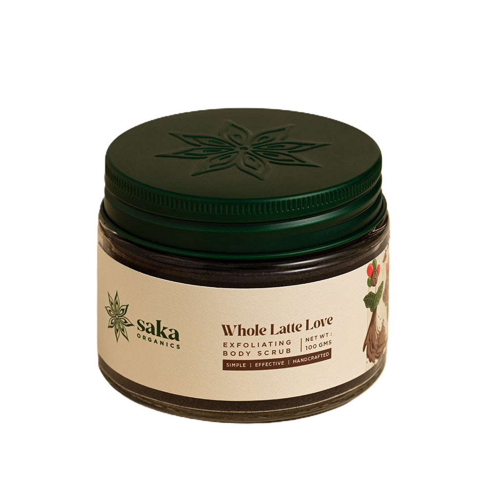 Saka Organics - Whole Latte Love | Handmade Exfoliating Coffee Body Scrub | Natural Exfoliation for All Skin Types (100gms)