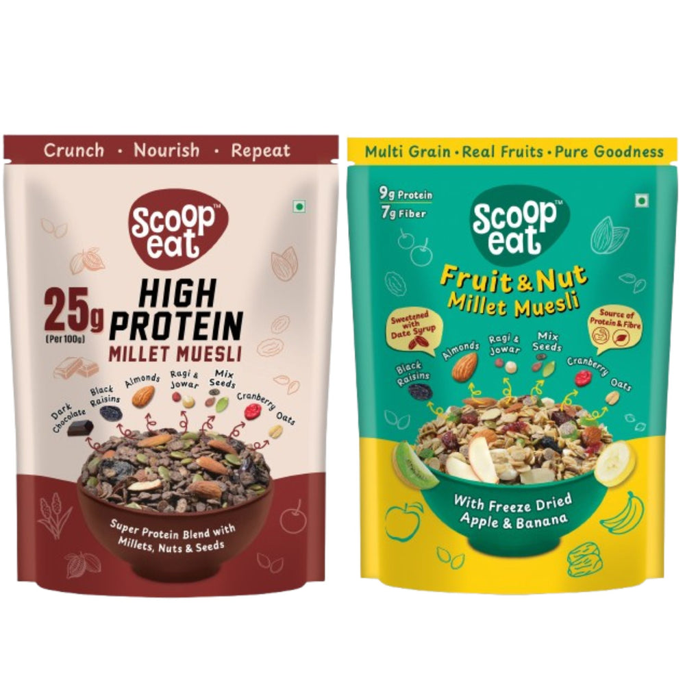 Scoopeat Assorted Muesli -  Fruit & Nut Muesli 400gm - 25gm High Protein Muesli- 400gm