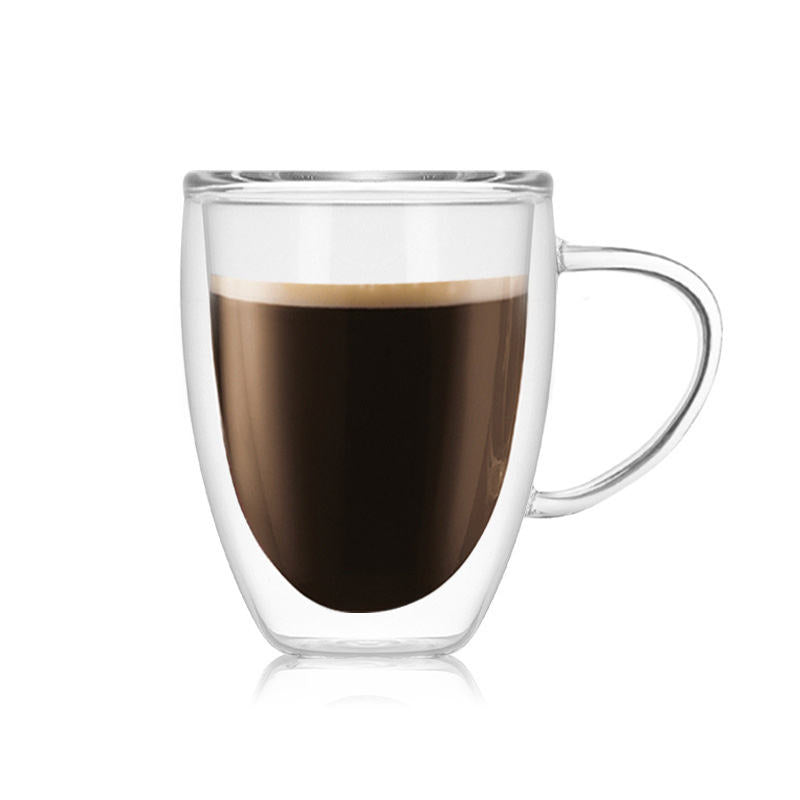 The Bean Co Roasters Double Wall Coffee Cup | Borosilicate Glass | Insulated Layer Cups | Perfect for Coffee and Tea