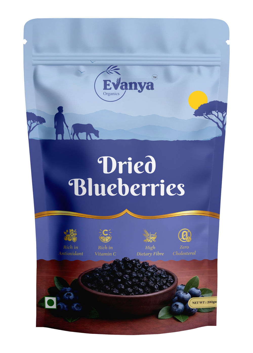 Evanya Organics Dried Blueberries 200 g