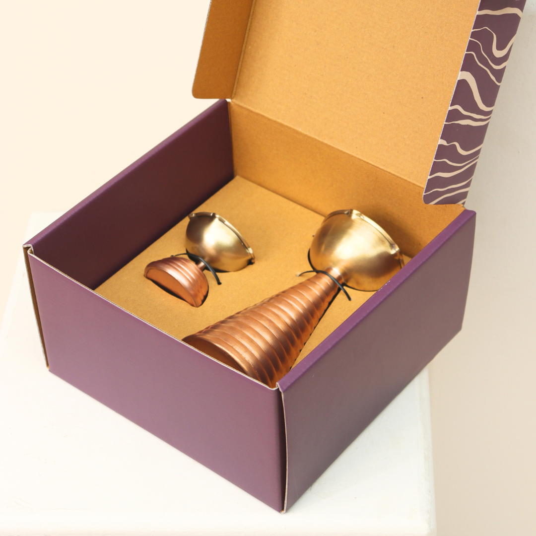 Muun Home Brass Diya Pair Gift Set - Tall & Short Diyas