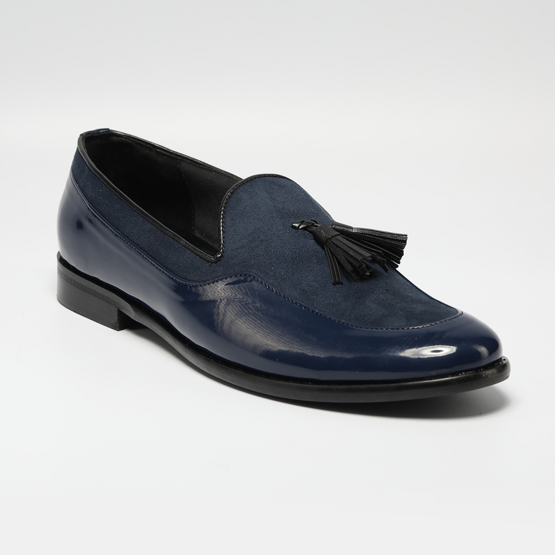 Monkstory Magnificos Patent With Suede Tasseled Slip Ons - Blue