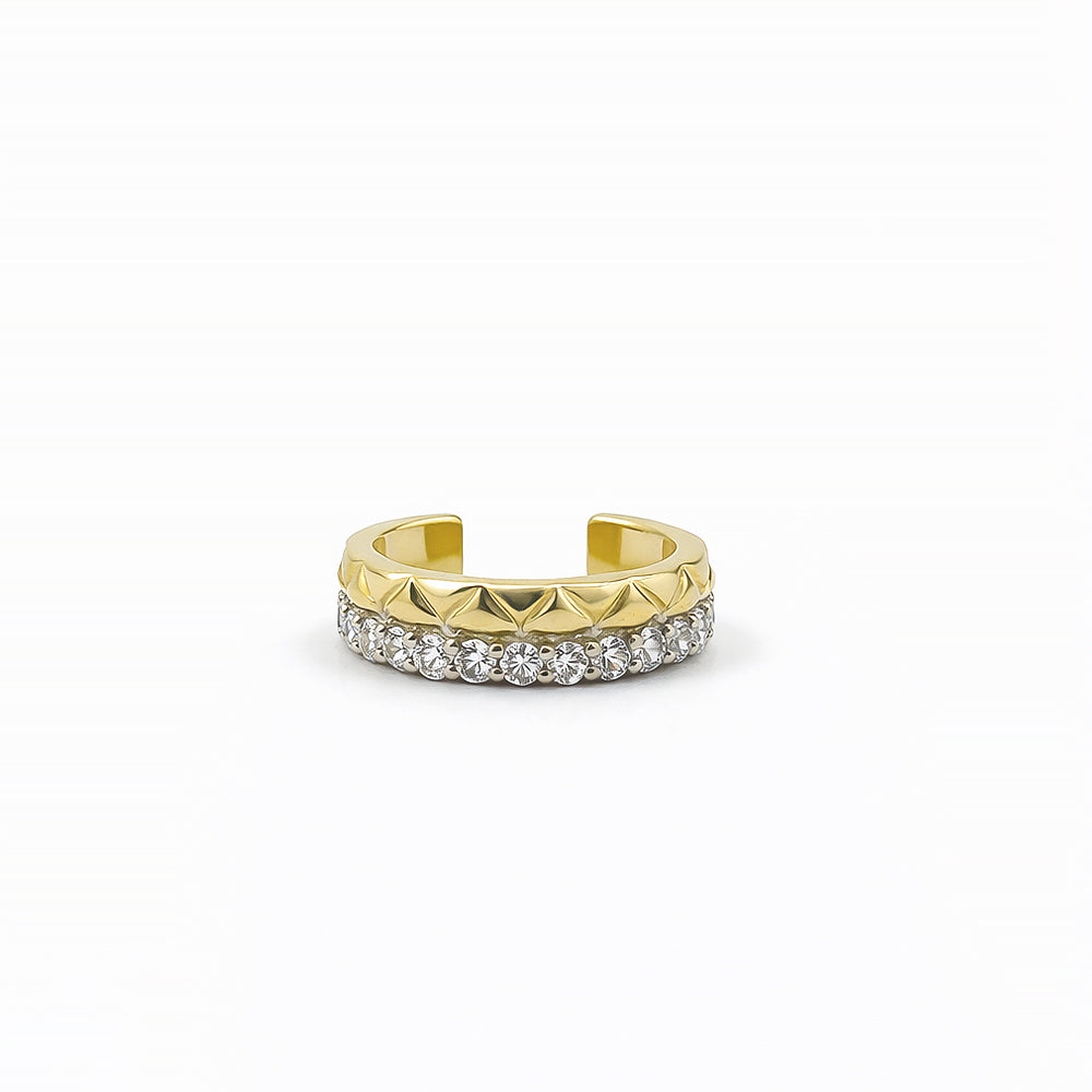 Gold Ear Cuff with CZ Stones in 925 Sterling Silver | Minimal Statement Ear Cuff