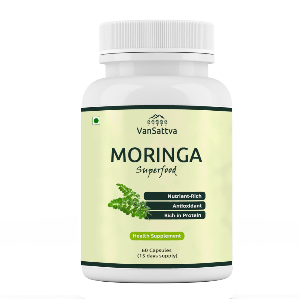 Vansattva Moringa Capsules 650mg – 100% Natural Immunity & Energy Support – Veg Capsules – 60 Count – Made in India