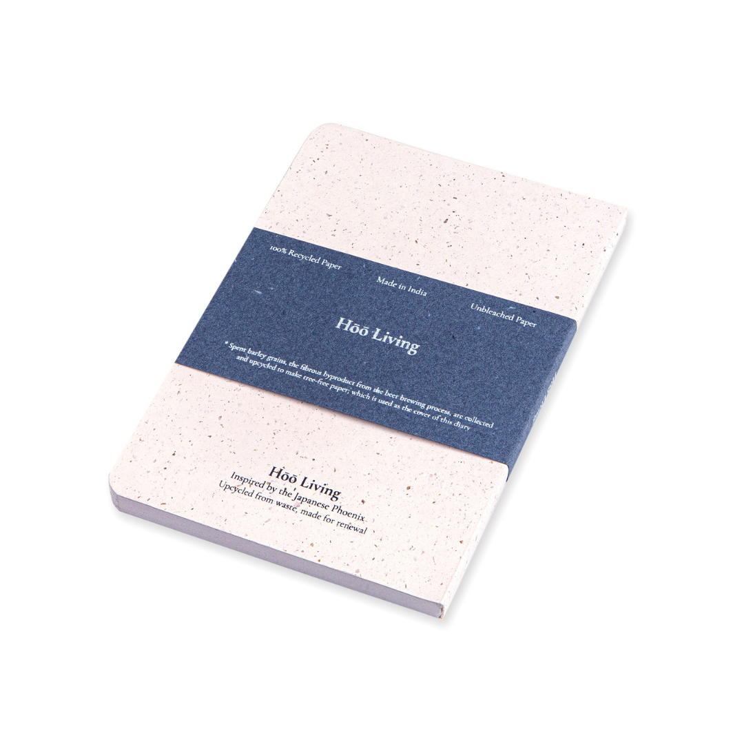 Hōō Living A5 Notebook 160 Pages made from Upcycled Used Sanitary Napkins - Paperboard/Upcycled Spent Barley Paper Cover