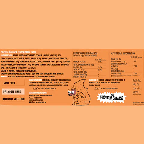 Mezmo Sattu Protein Energy Bar (Box of 6 x 35g) – 7g Protein, No Refined Sugar