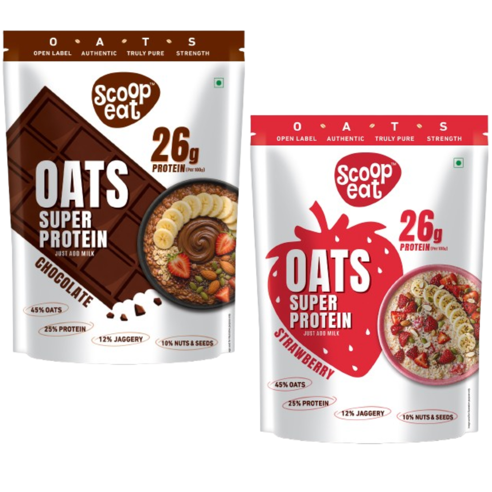 Scoopeat Assorted CoScoopeat Assorted Combo of 2 - 26g Super High Protein Chocolate Oats  +  26g Super High Protein Strawberry Oats mbo of 2 - 26g Super High Protein Chocolate Oats  +  26g Super High Protein Strawberry Oats